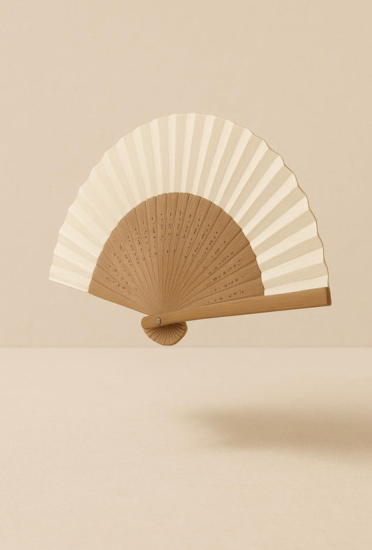 UNIC Éventail à main bohème "Solea" – Élégance naturelle & fraîcheur estivale
